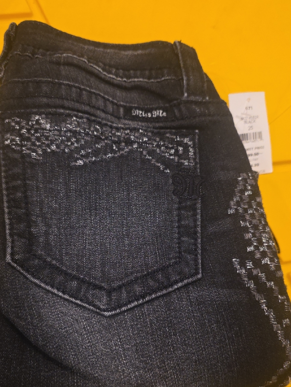 Miss Me Black Embroidered Jeggings with Silver Stitching